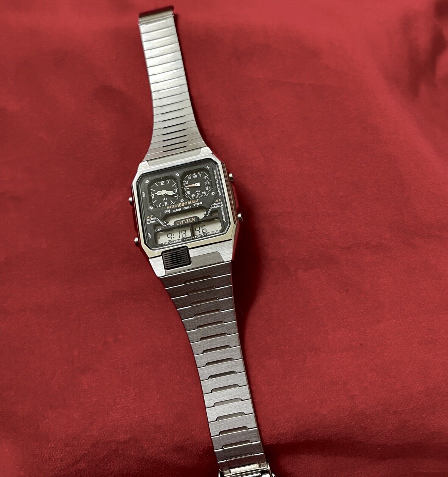 New Old Stock 1980s SS vintage Citizen 8984 Ana Digi Temp