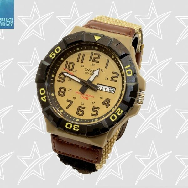 Casio Men's Large 2" Face Quartz Watch Nylon Strap 100M WR MRW210HB
