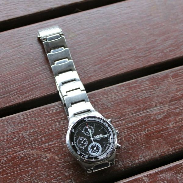 SEIKO Chronograph 100M 7T62 0ax0 ALARM Date Quartz Men's Watch ...