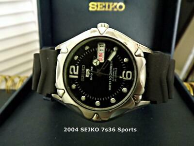 2004 SEIKO 5 SPORTS 7S36 00M0 Black Dial 23J Automatic All St