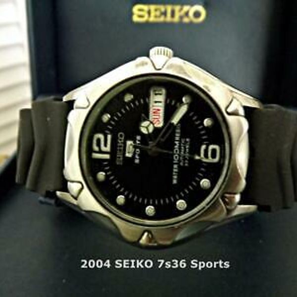 2004 SEIKO 5 SPORTS 7S36-00M0 Black Dial 23J Automatic All ,  Day/Date | WatchCharts