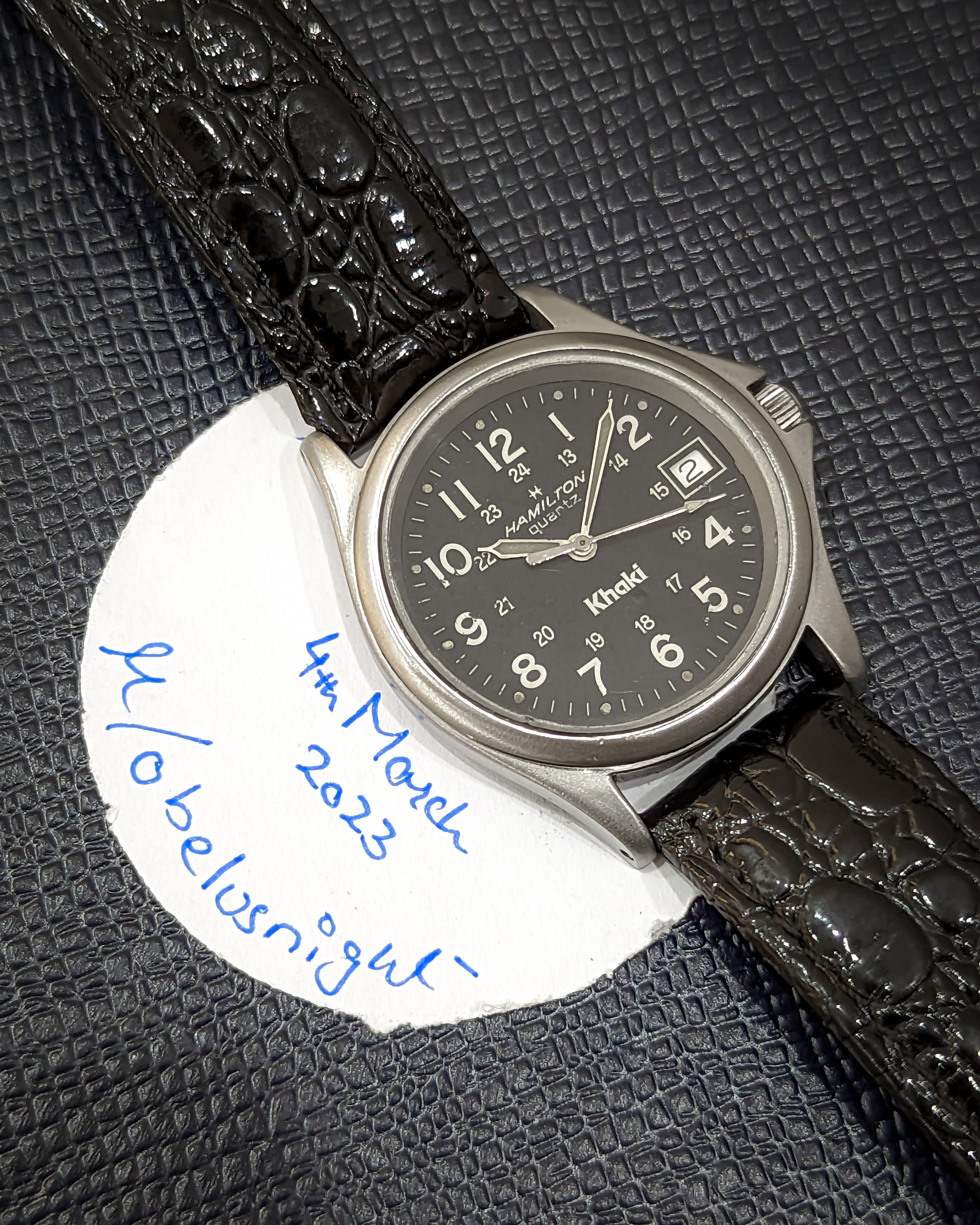 ハミルトンカーキⅢ 9445 B 黒文字盤クオーツ1990年代 稼働品