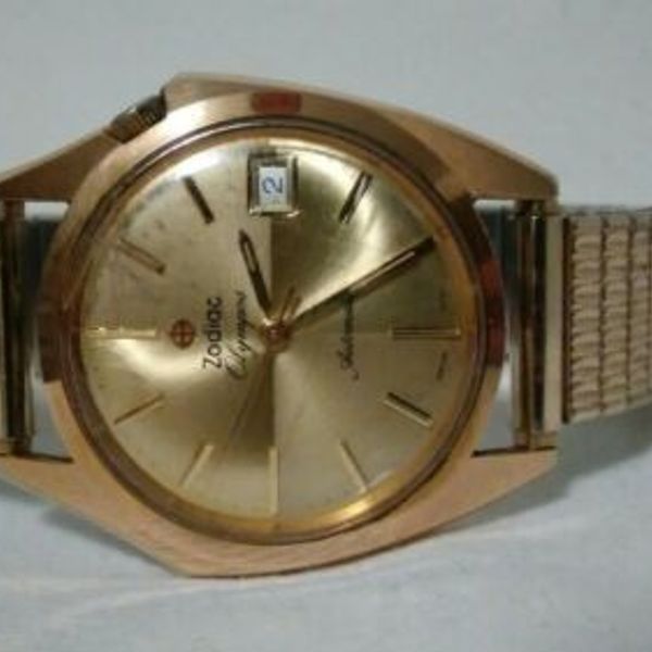 Vintage Men's ZODIAC Olympos Automatic Cal 72B Gold Plaque Watch ...