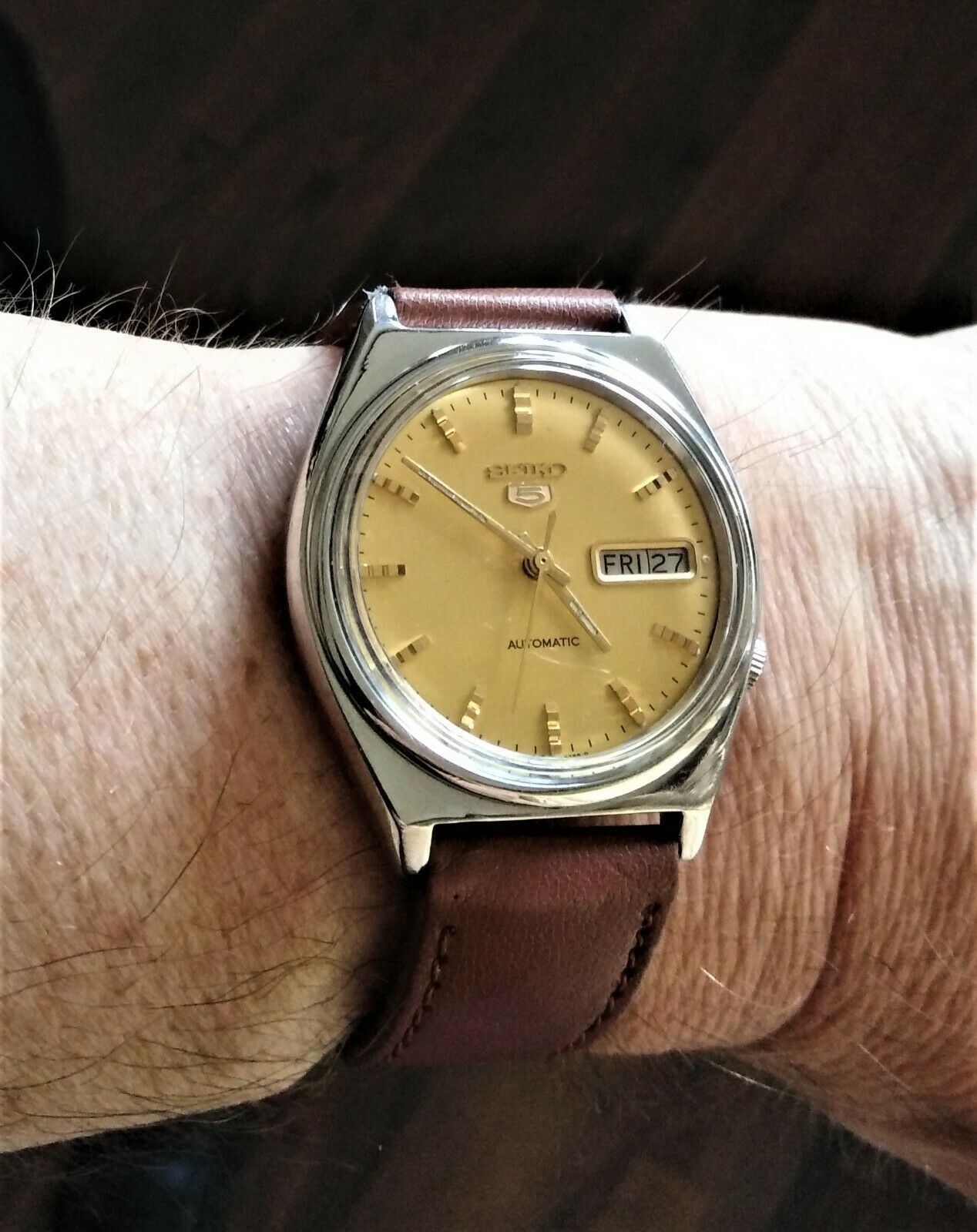 Superb GOLDEN Dial 1996 Men's SEIKO 5 Automatic Watch 7009-876A