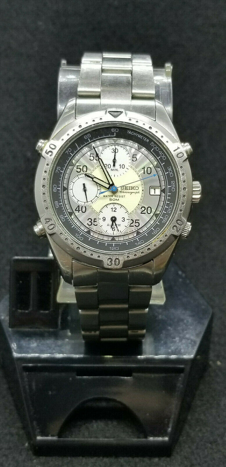 Seiko 7T32 6J60 Divers Style Chronograph Stainless Steel Men s