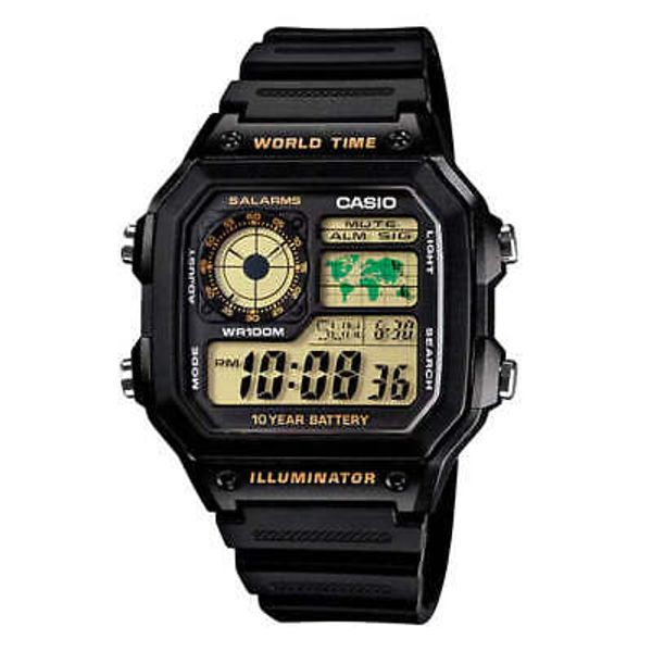 Casio Watch Digital World Time Illuminator Black AE-1200WH-1BVDF ...