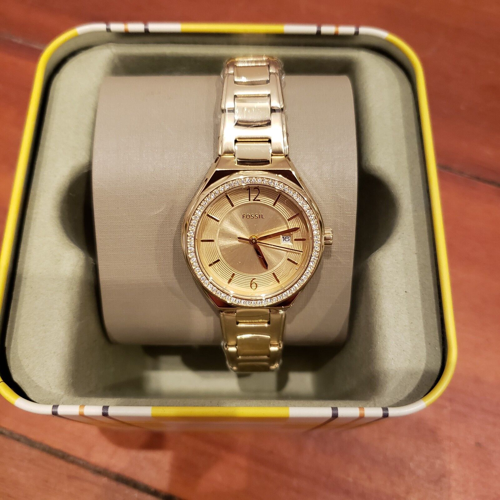 Fossil Eevie Crystals Three-Hand Date Gold Tone Women's Watch