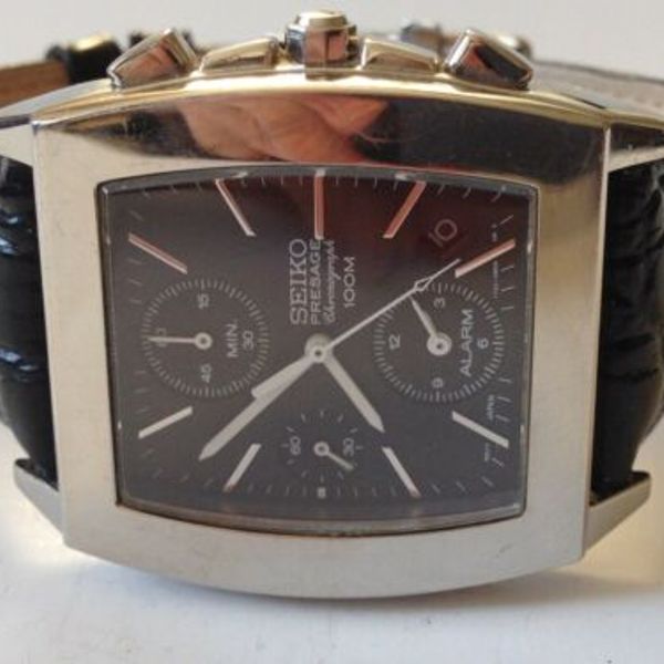 Seiko Presage Chronograph Alarm Square Sapphire Men 7T620BD0
