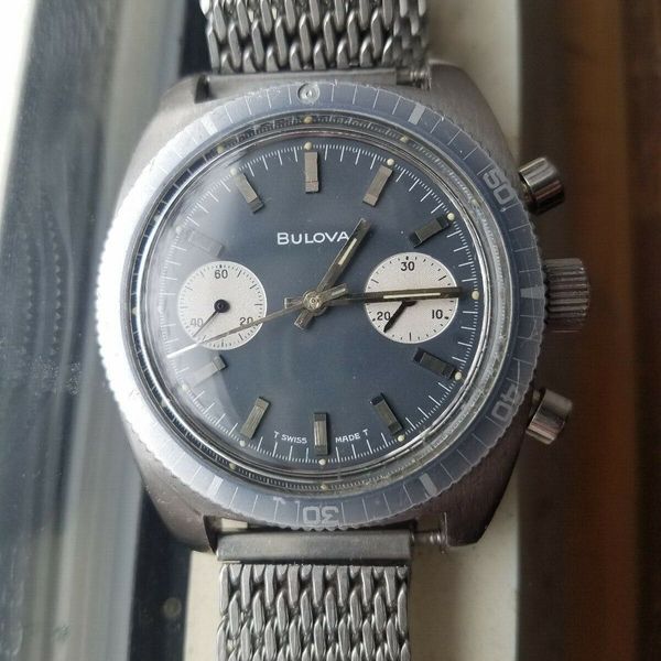 Bulova Vintage Deep Sea Diver 666 Feet Blue Panda Devil Ghost Bezel ...