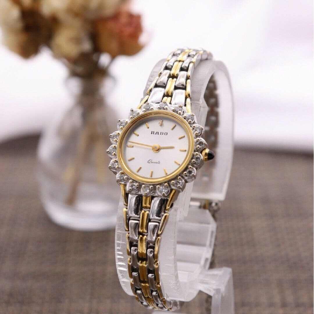 美品 ラドー 133.9700.2 ラインストーン コンビ 新品電池 RADO Rado 133.9700.2 Watch Quartz 20mm Women's White Dial Swiss Made