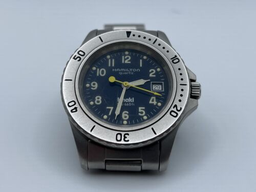 Vintage Ladies 31mm Hamilton Khaki Blue Dial Quartz Sub 660ft Diver Watch 8587B Vintage Ladies 31mm Hamilton Khaki Blue Dial Quartz Sub  main image 4