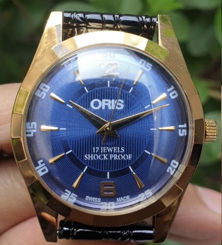 Vintage Oris Navy Blue Dial 17 Jewels Swiss Movement St96