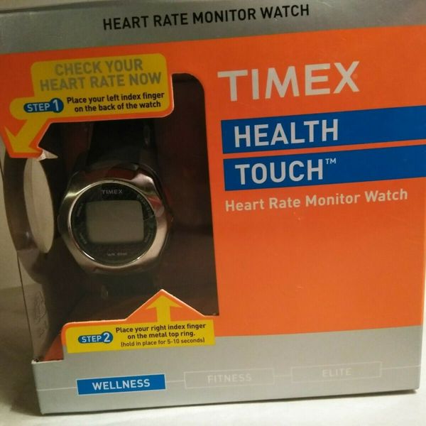 Timex Health Touch Heart Rate Monitor Watch Black/Silver(open box