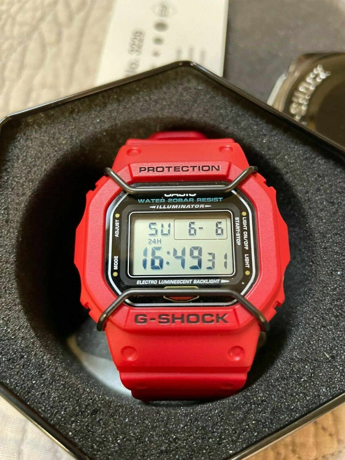 Casio G Shock DW-5600P-4 Red Bull Bar Classic Square Box Papers 