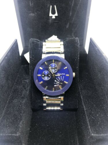 Bulova 98C123 Two Tone Stainless Steel Blue Dial Day Date Men s Watch BB46 WatchCharts Marketplace