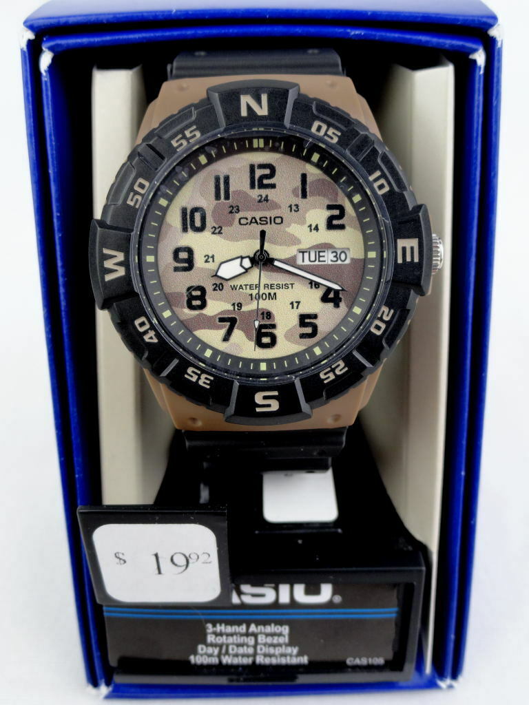 casio 3 hand analog rotating bezel