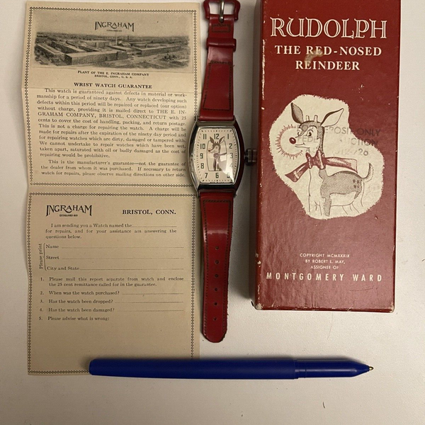 RARO OROLOGIO DA COLLEZIONE 1947 RUDOLPH IL NASO ROSSO RENNA CON