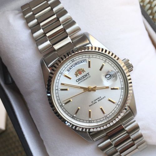 NIB VERY RARE Orient President ALL SILVER Datejust Homage