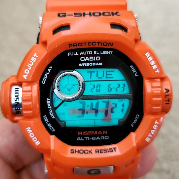 Casio Riseman G-9200R-4 Orange - Men in Rescue Edition | WatchCharts ...