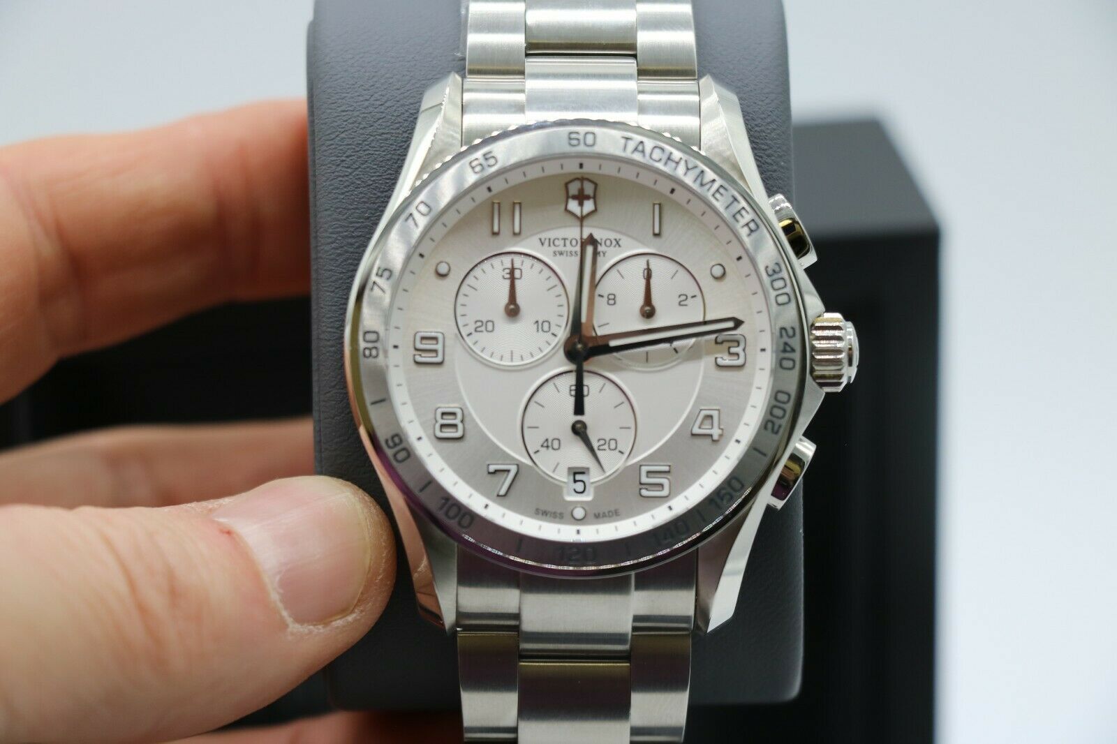 Victorinox Swiss Army Classic XLS Silver Dial SS Quartz Mens Watch