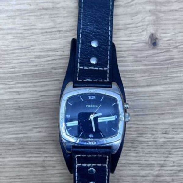 Montre Homme Vintage Fossil Kaleido AM-3696 - Boîtier Acier 40mm, Cadran Noir/rouge, étanche 50m - Occasion