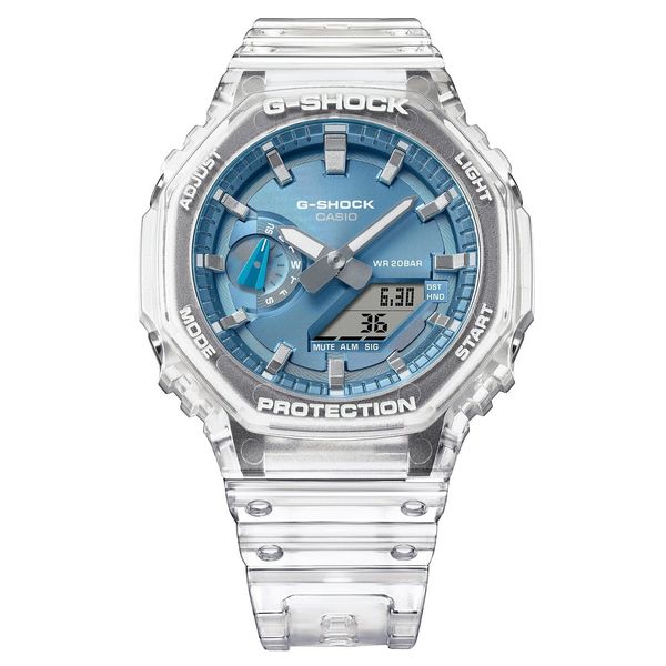 Casio G-Shock GA2100BM-7A2 - Orologio analogico digitale con cinturino in resina traslucida, colore: azzurro cielo
