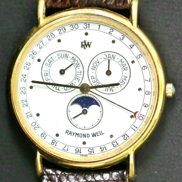 Raymond Weil 5483 Moonphase Month Day & Date 18kt Plated Swiss Men's
