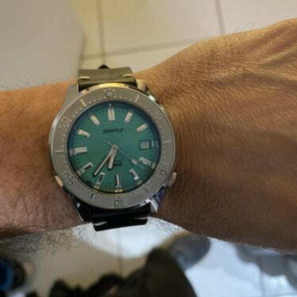 Squale 50 Atmos Onda Laguna Black Leather Strap. Preowned and Mint ...