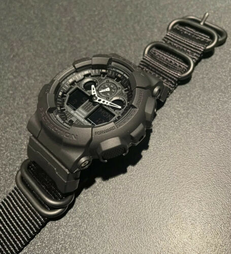 Casio G-Shock GA-100-1A1 Blackout Military Men's Watch w/ NATO and