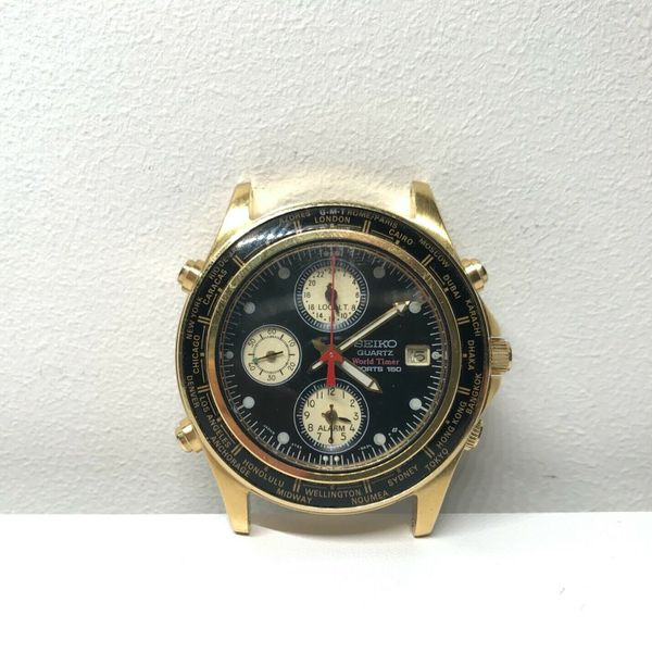Seiko Quartz World Timer Sports 150 (5T52-6A40) Herren Damen Date Gold Uhr  | WatchCharts