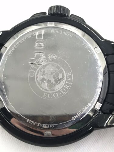 Mens Citizen Eco-Drive Divers Black Stainless Steel $299 Watch