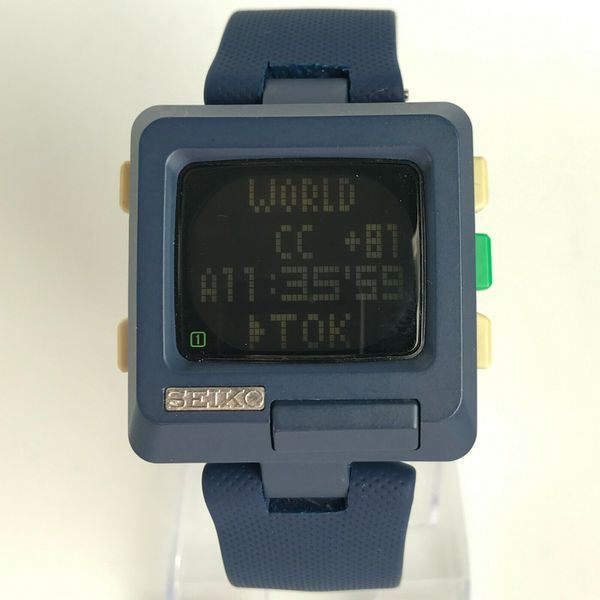 Vintage SEIKO TIMETRON Watch W853 digital square dot matrix Japan blue ...