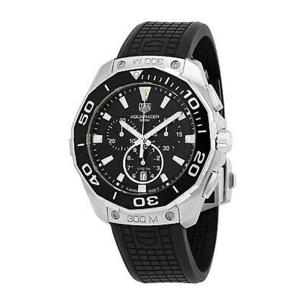 Tag Heuer Carrera Aquaracer Quartz Chronograph Black Dial Black Rubber Strap Watch for Men - CAY111A.FT6041 main image 0