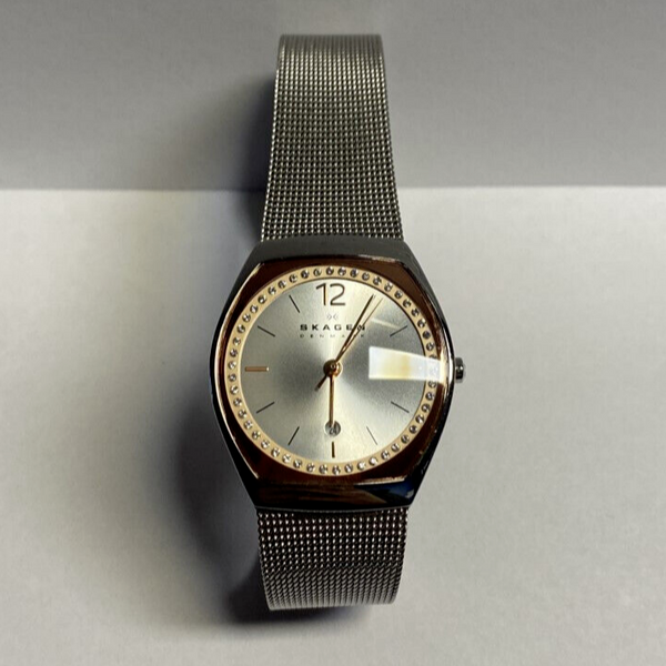 Skagen Asta Silver and Rose Dial Stainless Steel Mesh Ladies  display picture 2