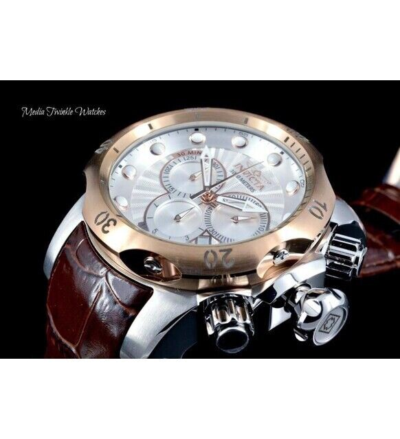 Invicta 52mm Reserve Venom Swiss Chronograph Rose Bezel Brown