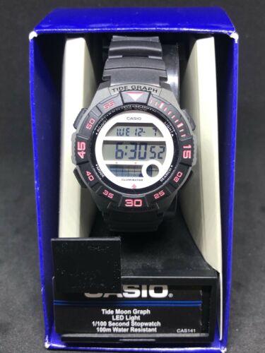 Casio LWS-1100H-8AV, Tide/Moon Graph, 100 Meter WR, Black Resin