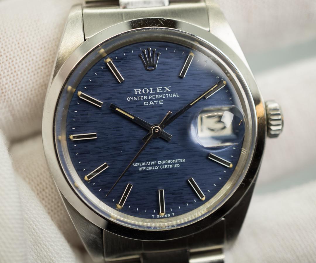 blue whale naked Closely WTS] Rolex Oyster Perpetual Date ref. 1500 Rare Blue Mosaic Dial w/  original solid link bracelet circa 1972 | WatchCharts