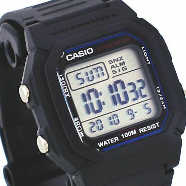 Casio W800H1AV Men's Resin Band 100M Snooze Alarm Chronograph Digital