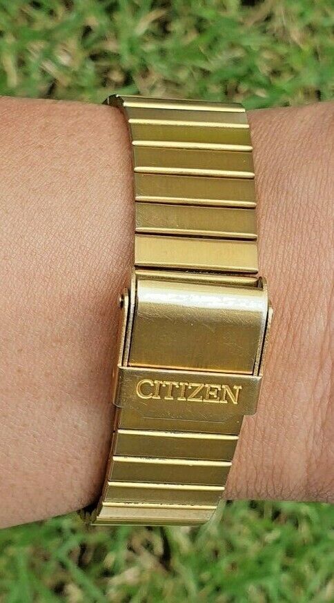 CITIZEN ANA-DIGI 8988 Q01920 STOP.W TEMP ALARM GOLD WR100M