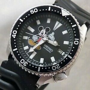 Seiko Black Mickey Mouse Automatic Submariner Scuba Diver Date Watch Custom  7002 | WatchCharts