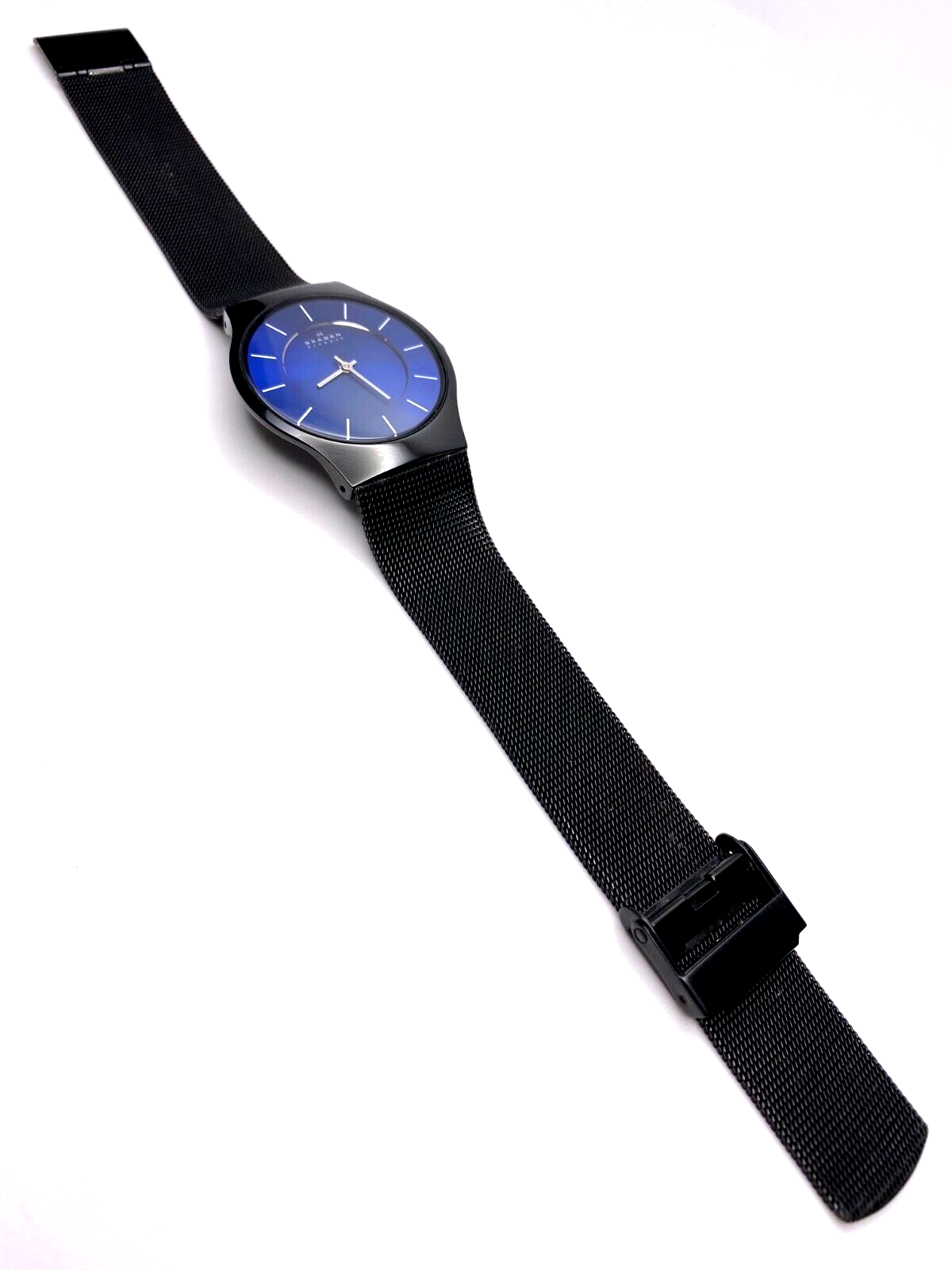 SKAGEN DENMARK 233LTMN TITANIUM BLUE DIAL BLACK STEEL MESH BAND MEN S WATCH WatchCharts Marketplace