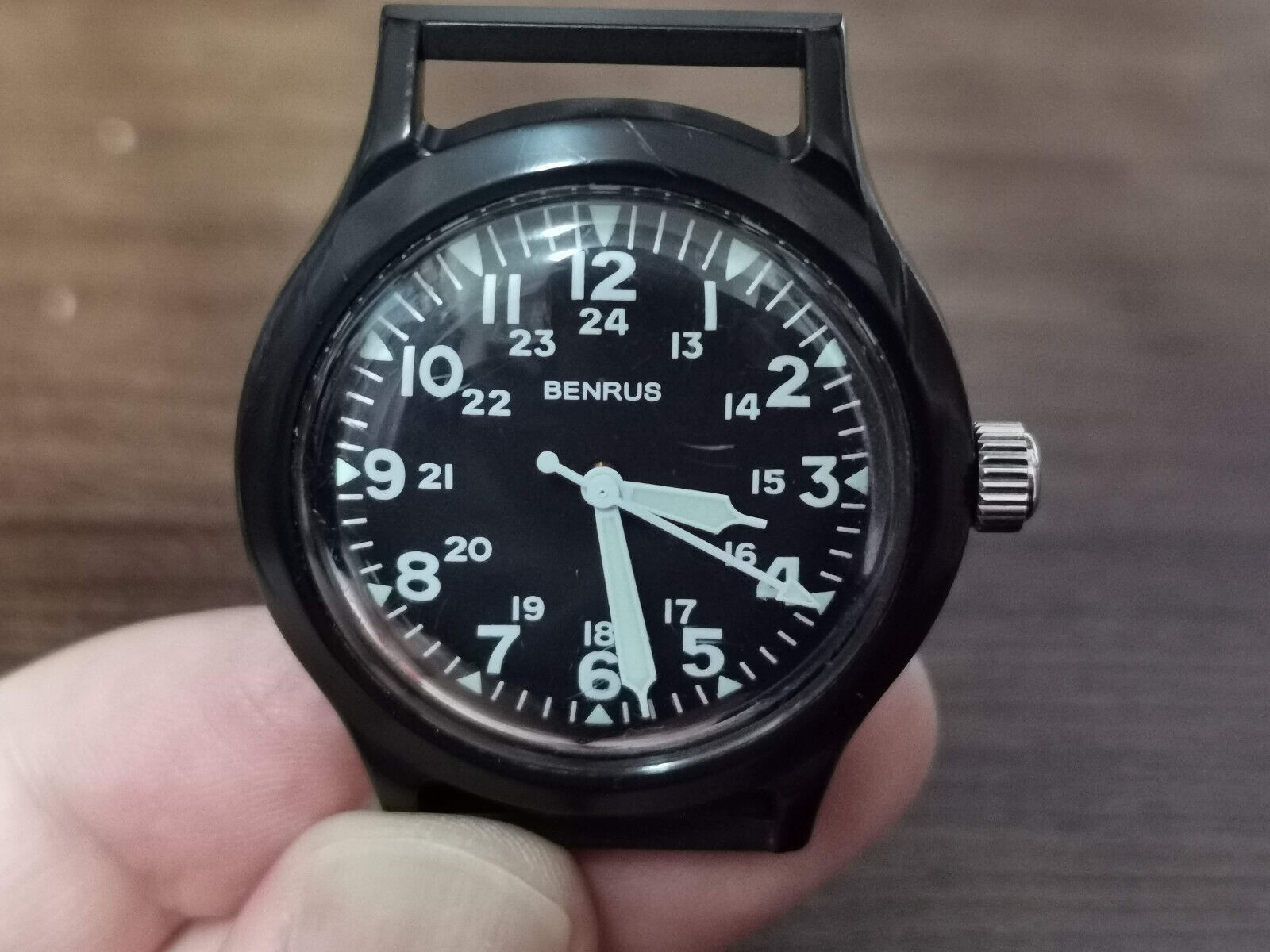 Benrus Military Watch BR763 Black 1970s Revision #763 Series Swiss 