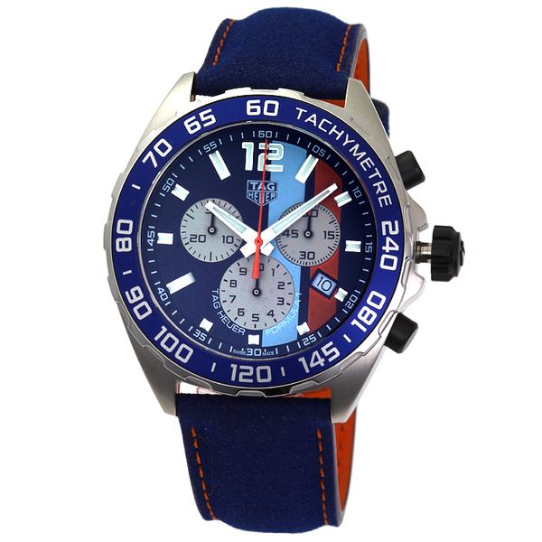 Tag Heuer Formula 1 Gulf Edition Blue Dial Blue Leather Strap Watch for Men - CAZ101N.FC8243