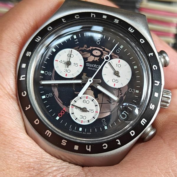 Swatch Map Swatch Irony Chrono World Map Design Dial Stainless Steel 40MM Men's ...