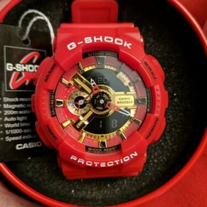 Udlevering jul Hørehæmmet Casio G Shock Marvel Edition Iron Man Red Watch Gold Face | WatchCharts
