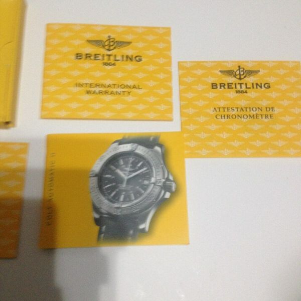 Genuine Breitling Watch Papers for Colt Automatic 11, Instructions