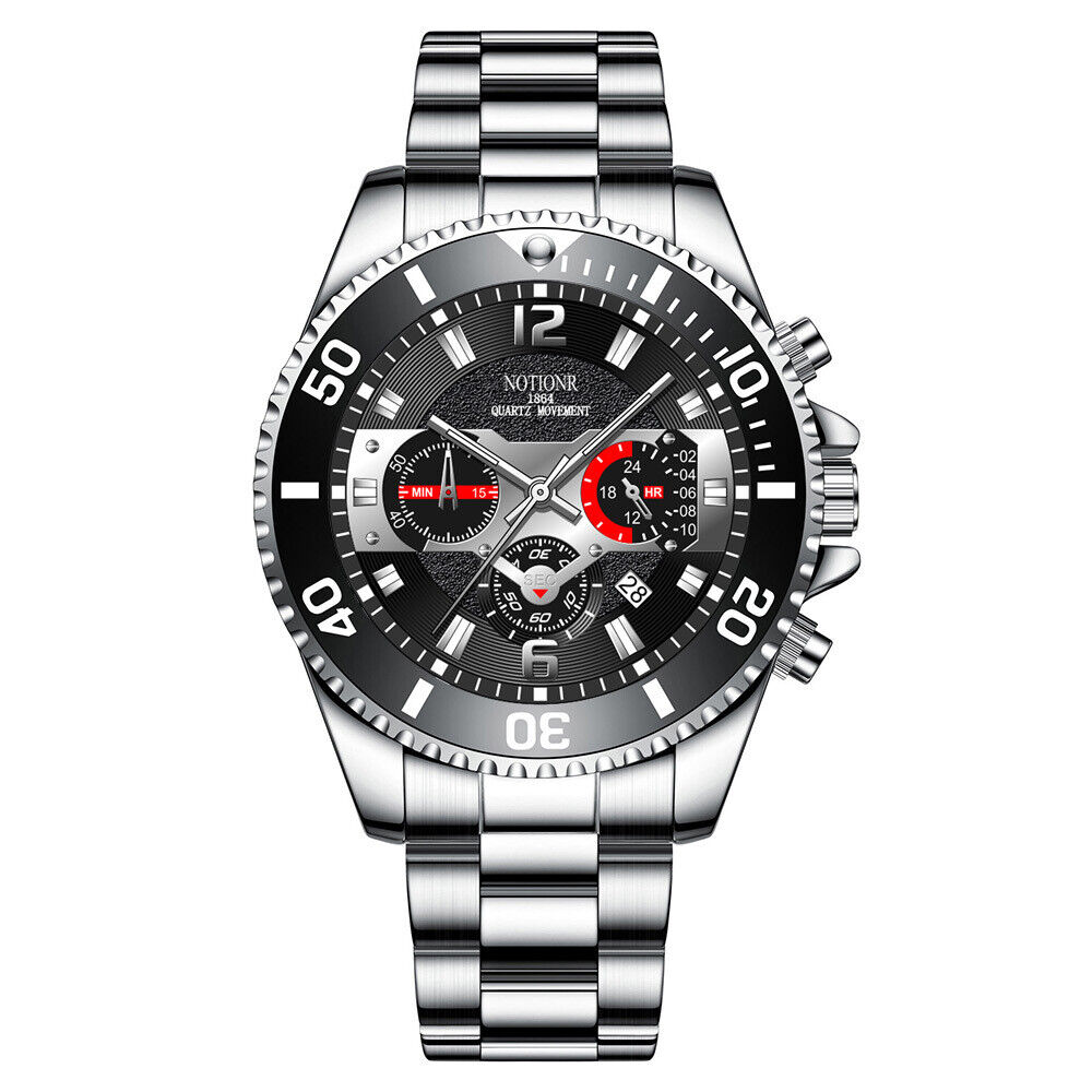Fake Three-Eye Steel Strap Watch Men's Waterproof Luminous