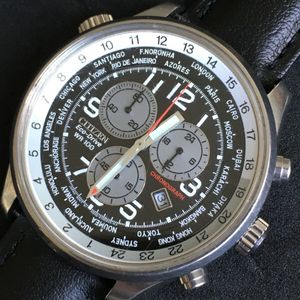 Citizen Eco Drive H500 S055148 New Black Leather Strap Chronograph