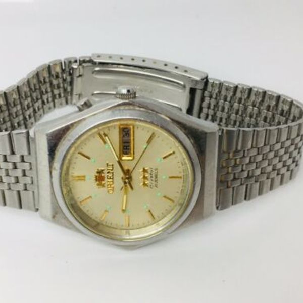 Vintage Orient 1966 21 Jewel 3 Star Day Date Watch Case And Band 469WB3