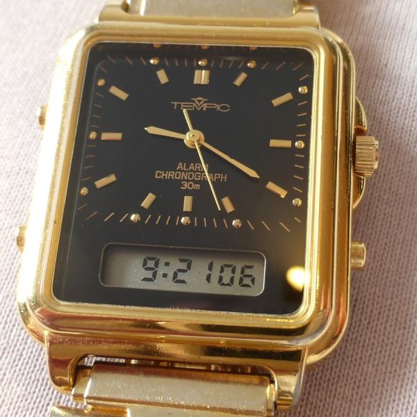 Tempic Tempic Citizen Wristwatch Watch Men's Watch Analogue Digital Alarm Gold ...